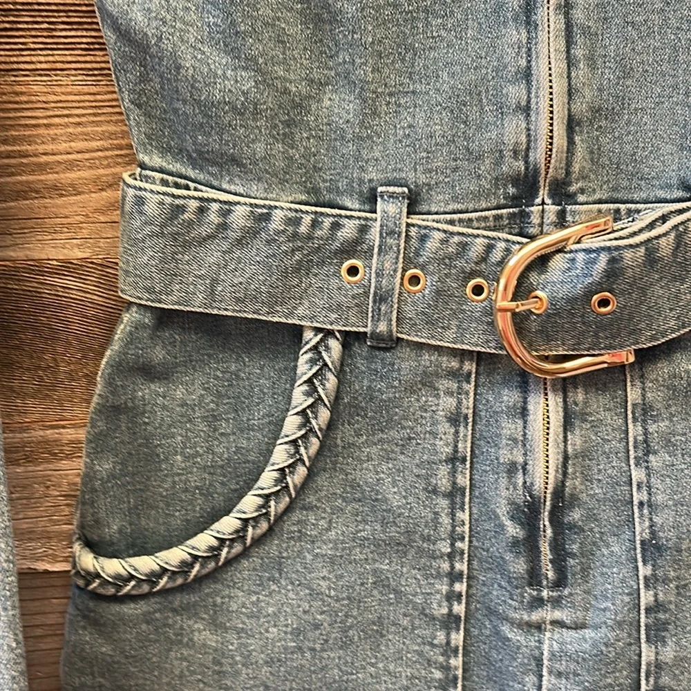 Show Me Your MuMu Outlaw Denim Dress in Tide Size XS NWT - Picture 8 of 14